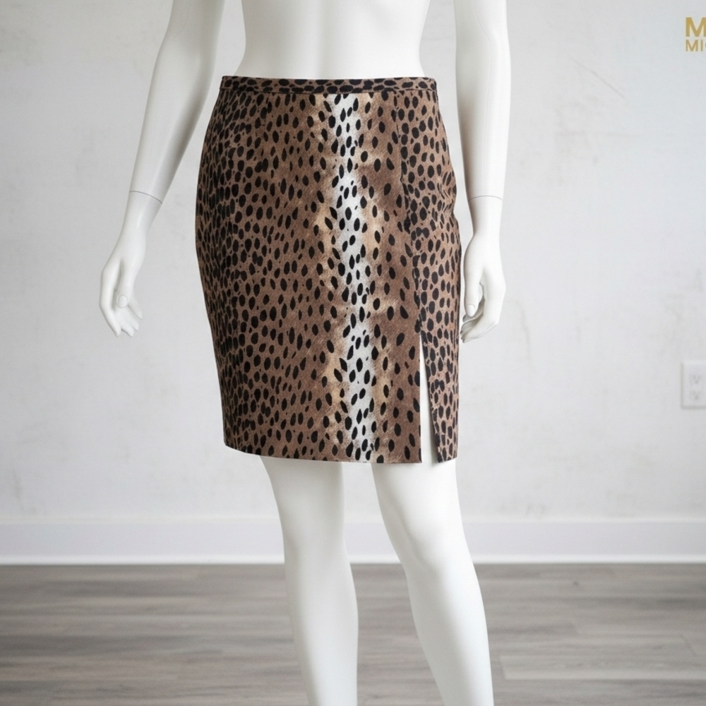 MICHAEL Michael Kors Cheetah Leopard Print Mini Skirt with Front Slit - Size 6 -